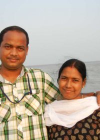 at Chandipur Sea beach with wife Pragyan